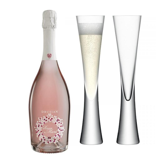 Drusian Spumante Rose Mari with LSA Moya Flutes